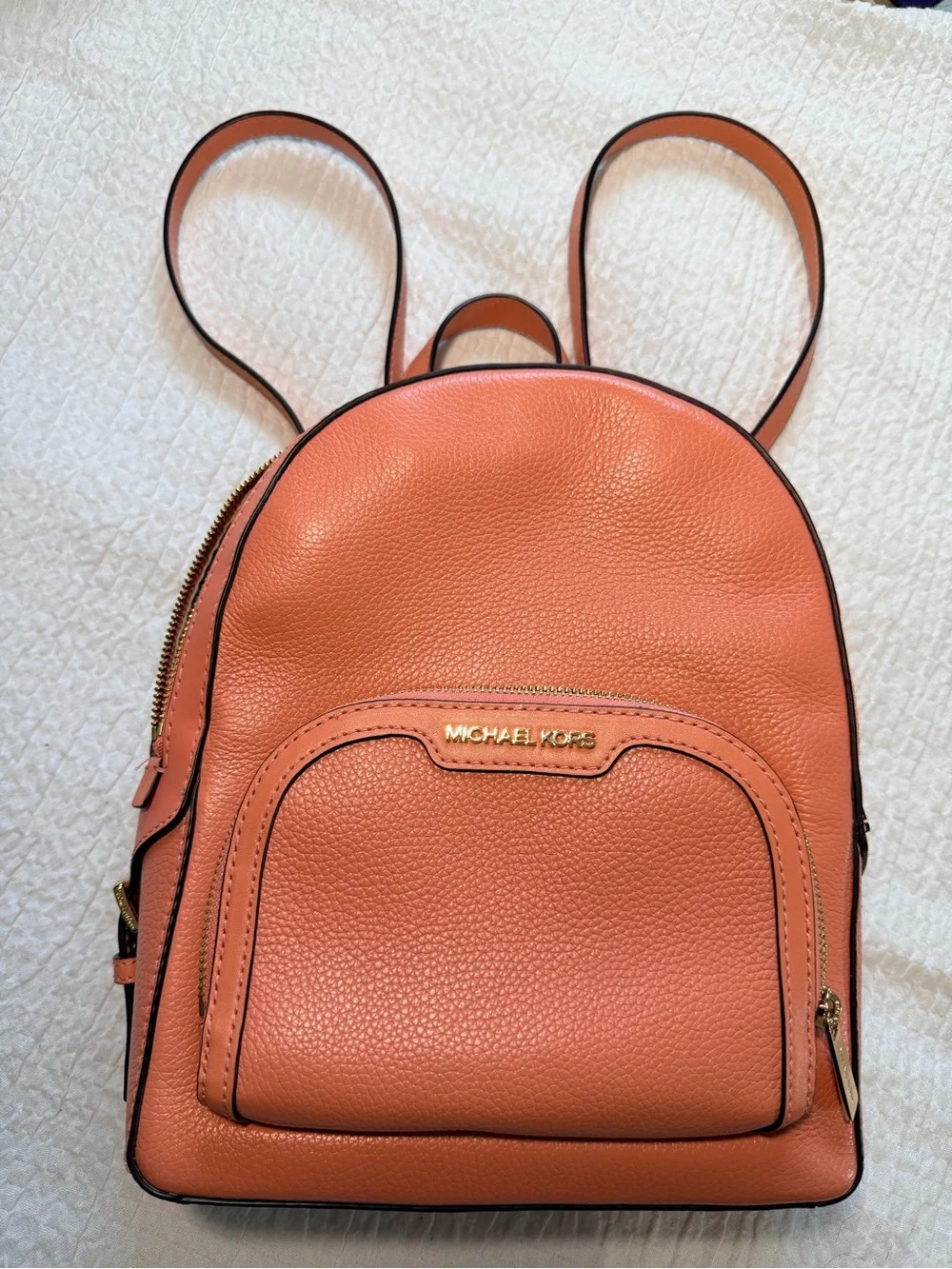 Michael Kors Medium Jaycee Zip Pocket Pebbled Leather Backpack Sherbet - Picture 4 of 15